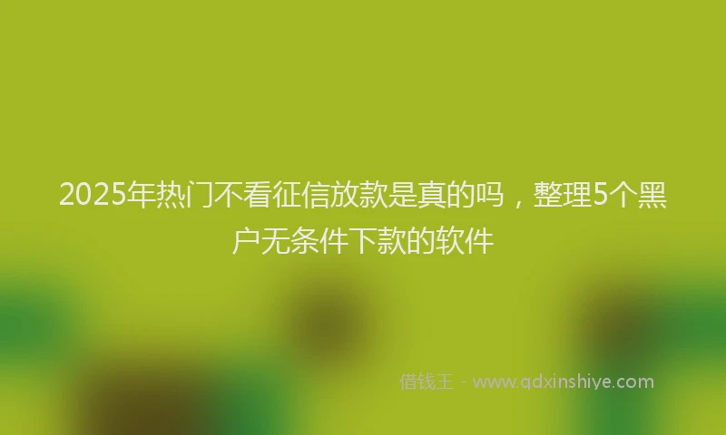 2025年热门不看征信放款是真的吗，整理5个黑户无条件下款的软件