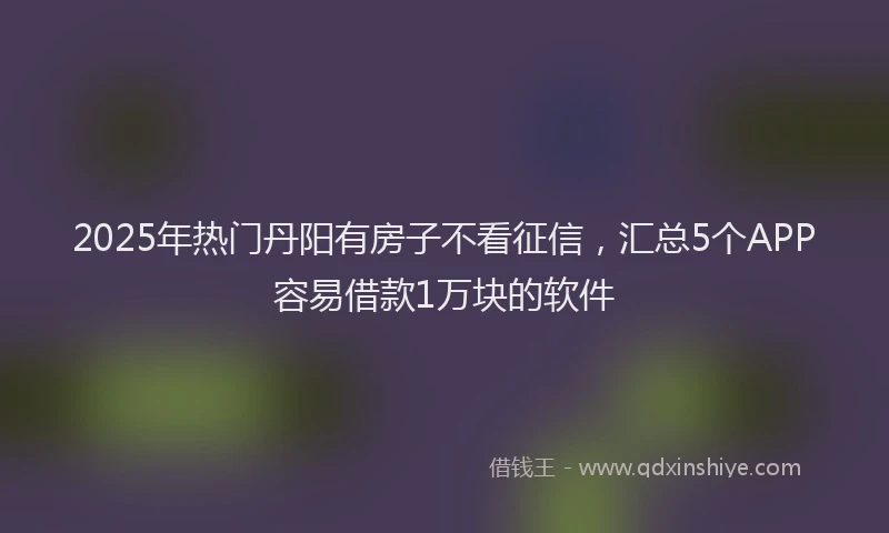 2025年热门丹阳有房子不看征信，汇总5个APP容易借款1万块的软件