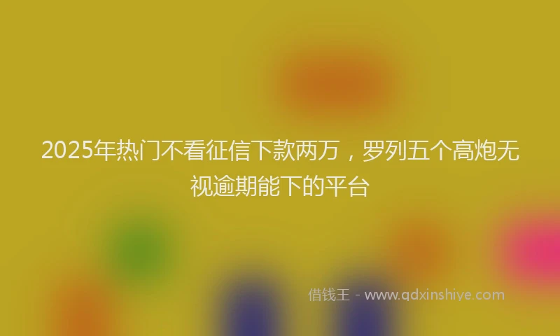 2025年热门不看征信下款两万，罗列五个高炮无视逾期能下的平台