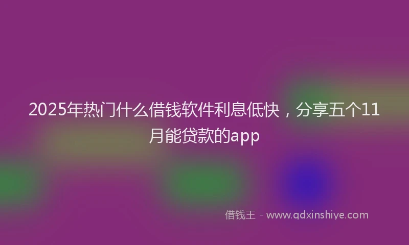 2025年热门什么借钱软件利息低快，分享五个11月能贷款的app