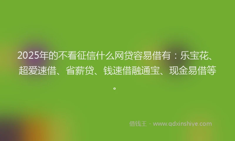 2025年的不看征信什么网贷容易借有：乐宝花、超爱速借、省薪贷、钱速借融通宝、现金易借等。