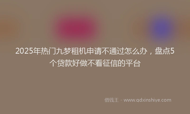 2025年热门九梦租机申请不通过怎么办，盘点5个贷款好做不看征信的平台