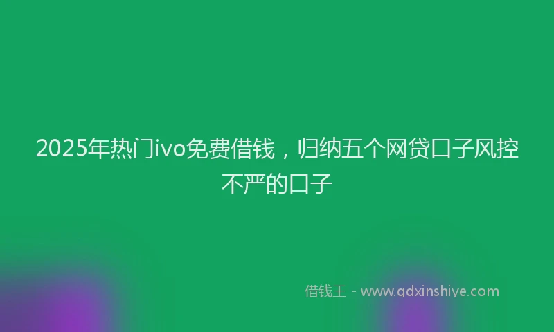 2025年热门ivo免费借钱，归纳五个网贷口子风控不严的口子