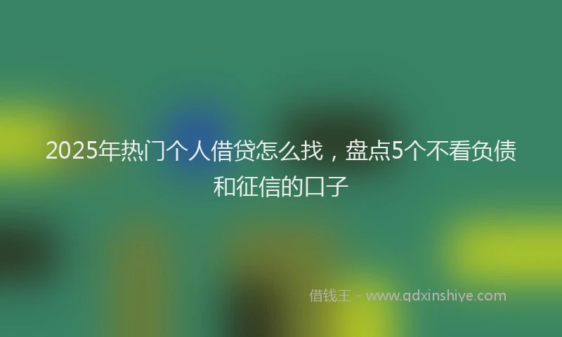 2025年热门个人借贷怎么找，盘点5个不看负债和征信的口子