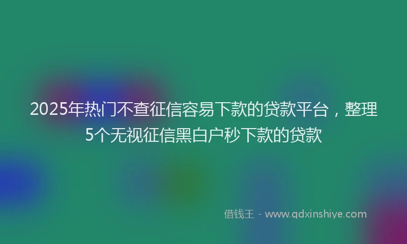 2025年热门不查征信容易下款的贷款平台，整理5个无视征信黑白户秒下款的贷款