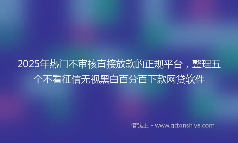 2025年热门不审核直接放款的正规平台，整理五个不看征信无视黑白百分百下款网贷软件