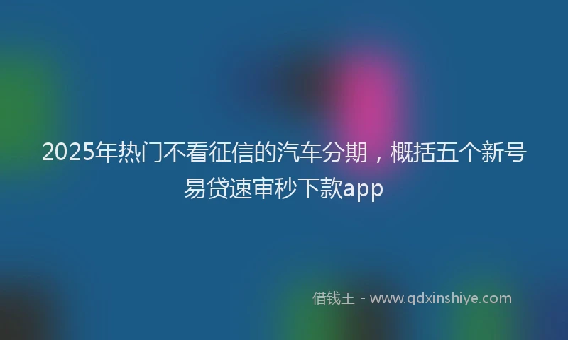 2025年热门不看征信的汽车分期，概括五个新号易贷速审秒下款app