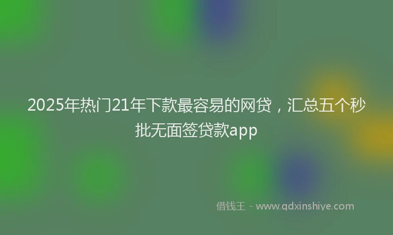 2025年热门21年下款最容易的网贷，汇总五个秒批无面签贷款app
