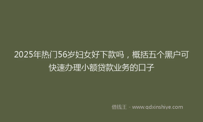 2025年热门56岁妇女好下款吗，概括五个黑户可快速办理小额贷款业务的口子