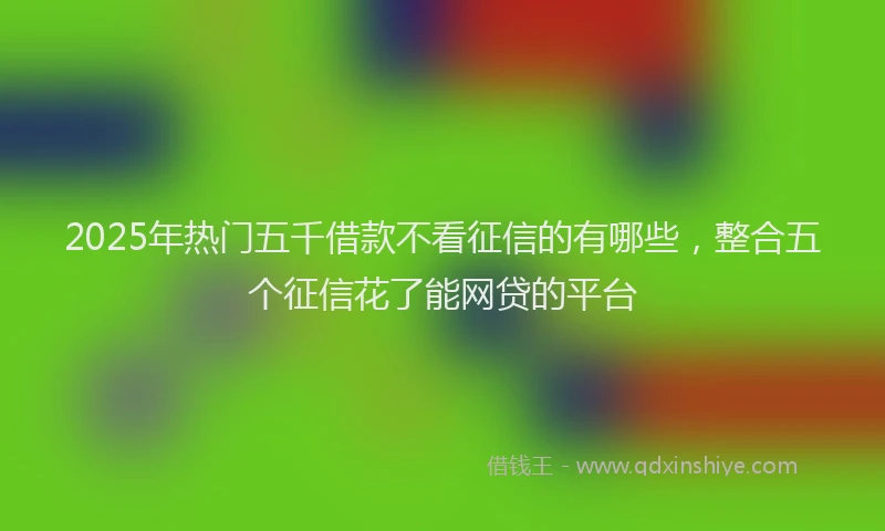 2025年热门五千借款不看征信的有哪些，整合五个征信花了能网贷的平台