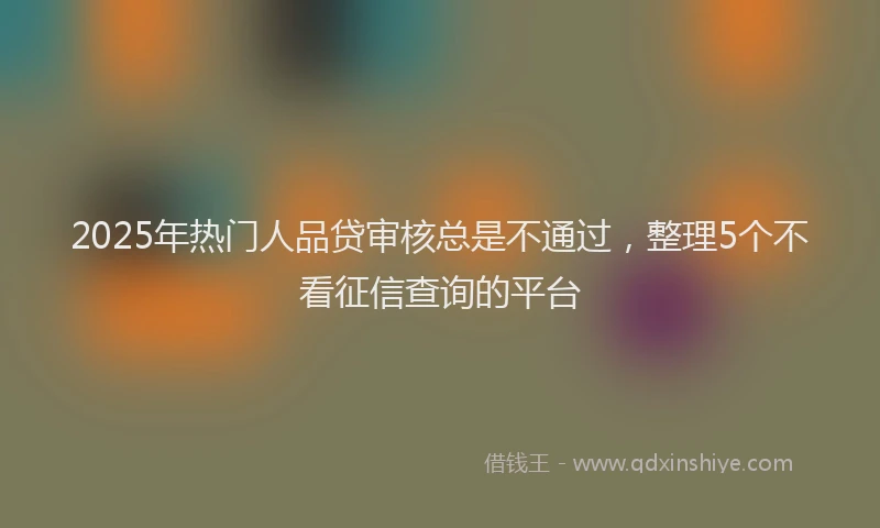 2025年热门人品贷审核总是不通过，整理5个不看征信查询的平台