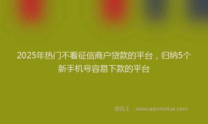 2025年热门不看征信商户贷款的平台，归纳5个新手机号容易下款的平台