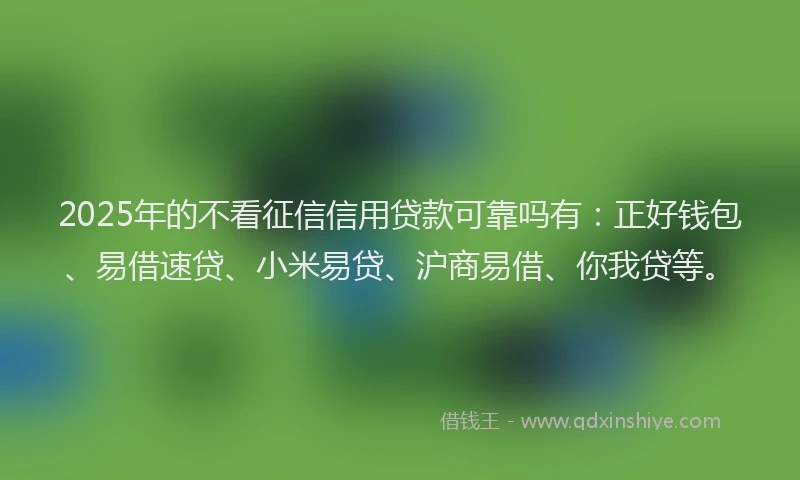 2025年的不看征信信用贷款可靠吗有：正好钱包、易借速贷、小米易贷、沪商易借、你我贷等。
