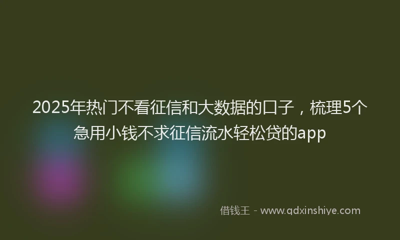 2025年热门不看征信和大数据的口子，梳理5个急用小钱不求征信流水轻松贷的app