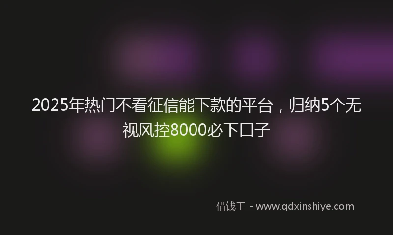 2025年热门不看征信能下款的平台，归纳5个无视风控8000必下口子