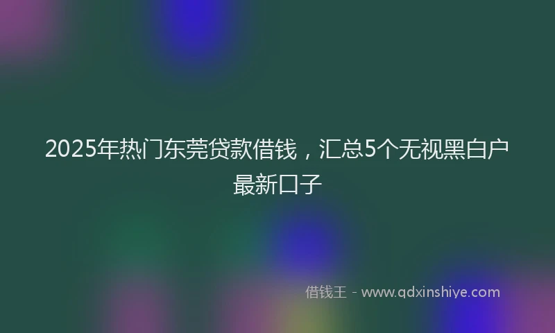 2025年热门东莞贷款借钱，汇总5个无视黑白户最新口子