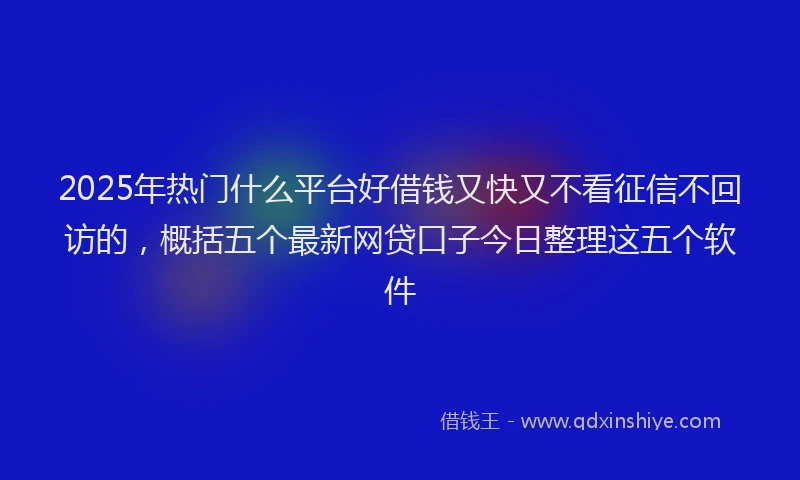 2025年热门什么平台好借钱又快又不看征信不回访的，概括五个最新网贷口子今日整理这五个软件