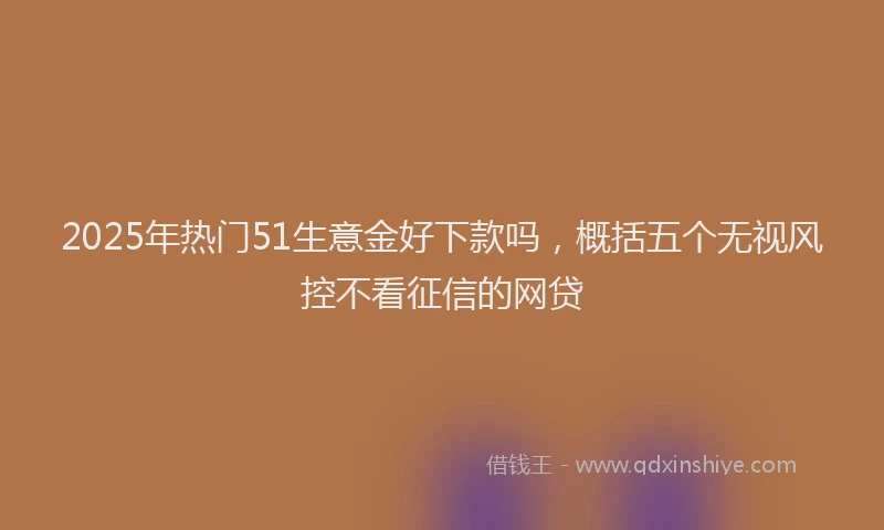 2025年热门51生意金好下款吗，概括五个无视风控不看征信的网贷