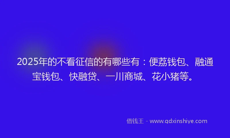2025年的不看征信的有哪些有：便荔钱包、融通宝钱包、快融贷、一川商城、花小猪等。