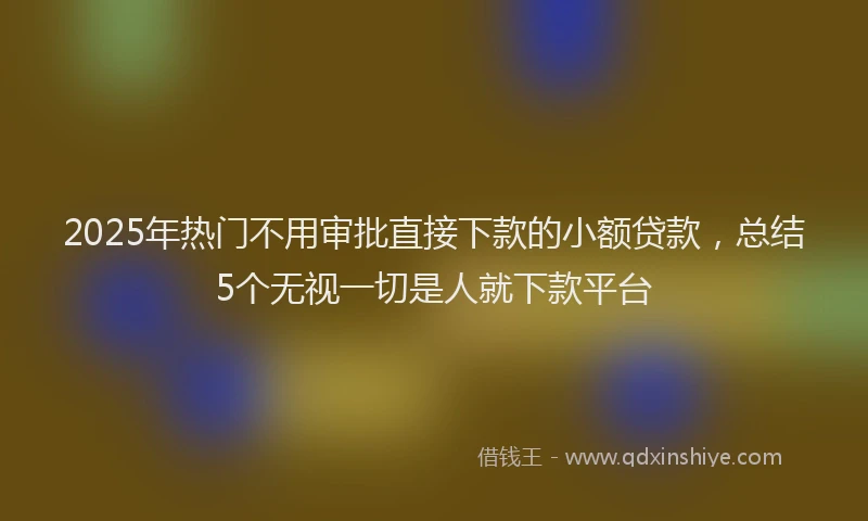 2025年热门不用审批直接下款的小额贷款，总结5个无视一切是人就下款平台