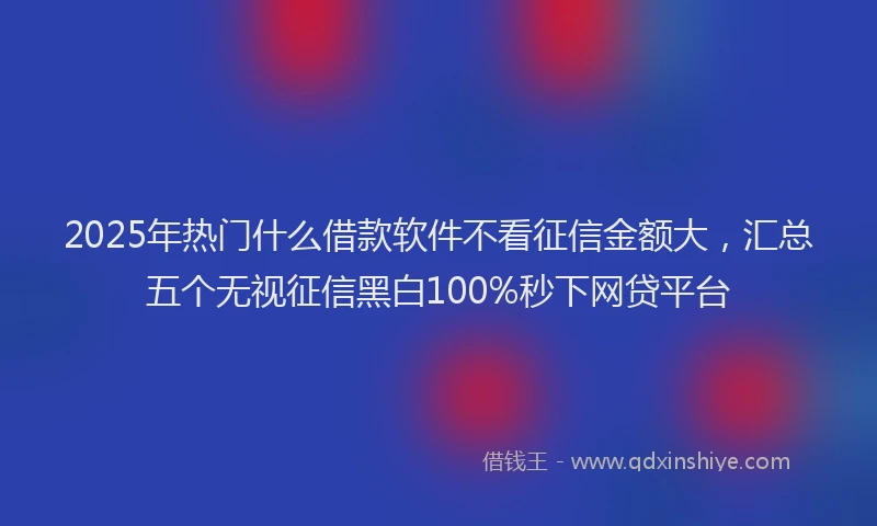 2025年热门什么借款软件不看征信金额大，汇总五个无视征信黑白100%秒下网贷平台