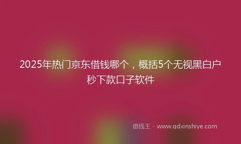 2025年热门京东借钱哪个，概括5个无视黑白户秒下款口子软件