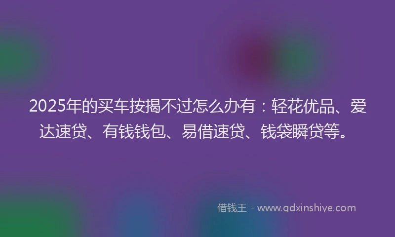 2025年的买车按揭不过怎么办有：轻花优品、爱达速贷、有钱钱包、易借速贷、钱袋瞬贷等。