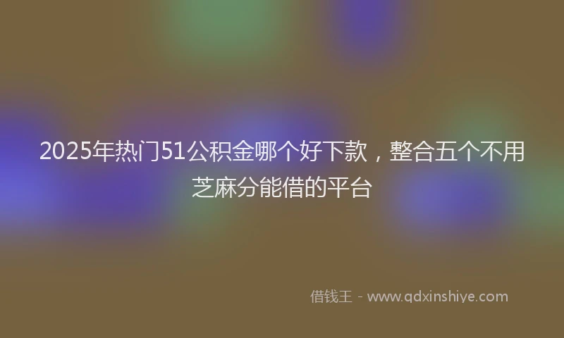 2025年热门51公积金哪个好下款，整合五个不用芝麻分能借的平台