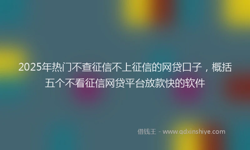 2025年热门不查征信不上征信的网贷口子，概括五个不看征信网贷平台放款快的软件