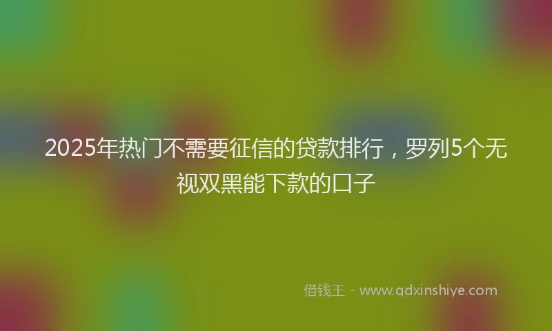 2025年热门不需要征信的贷款排行，罗列5个无视双黑能下款的口子
