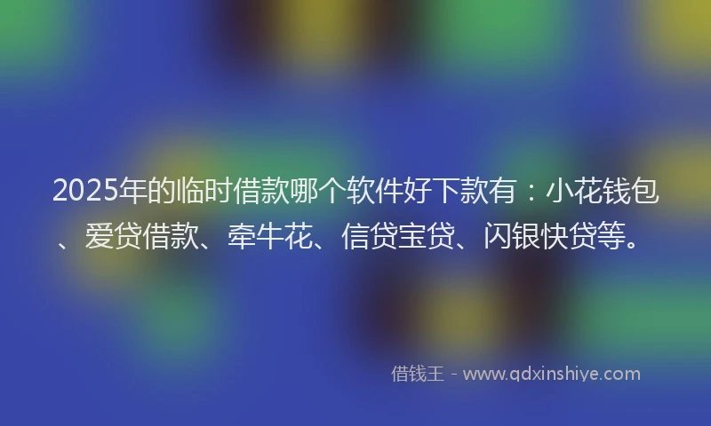 2025年的临时借款哪个软件好下款有：小花钱包、爱贷借款、牵牛花、信贷宝贷、闪银快贷等。