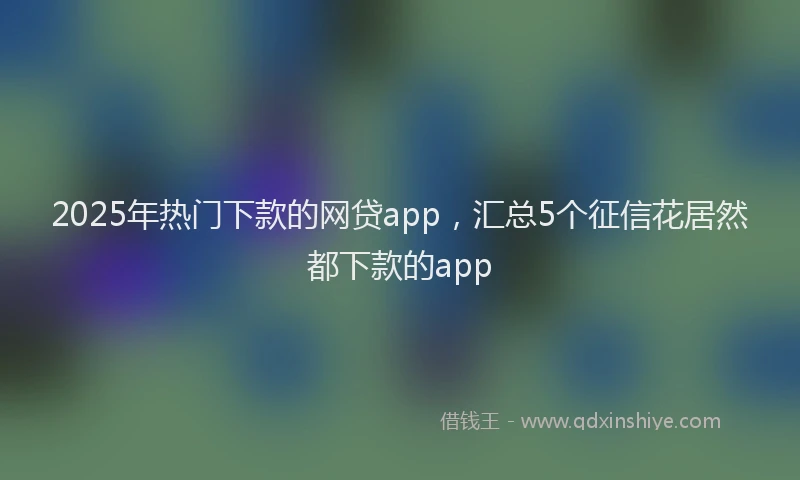 2025年热门下款的网贷app，汇总5个征信花居然都下款的app