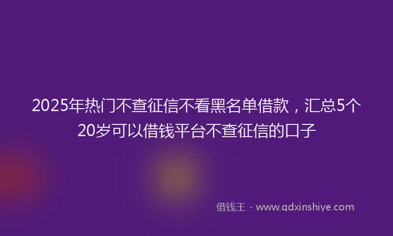 2025年热门不查征信不看黑名单借款，汇总5个20岁可以借钱平台不查征信的口子