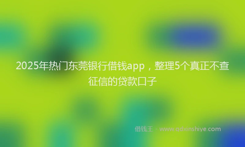 2025年热门东莞银行借钱app，整理5个真正不查征信的贷款口子