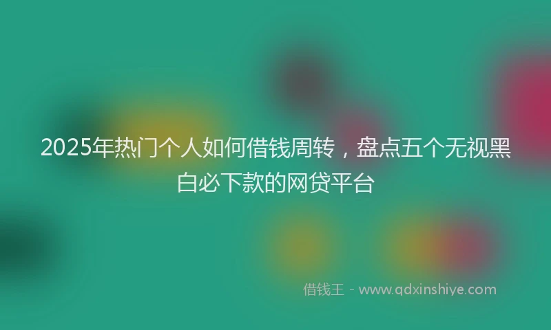 2025年热门个人如何借钱周转，盘点五个无视黑白必下款的网贷平台