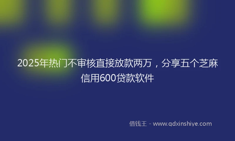 2025年热门不审核直接放款两万，分享五个芝麻信用600贷款软件