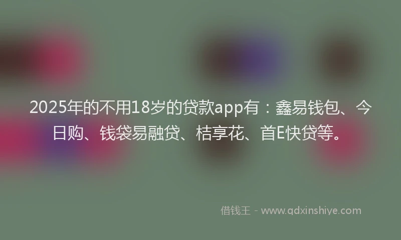 2025年的不用18岁的贷款app有：鑫易钱包、今日购、钱袋易融贷、桔享花、首E快贷等。