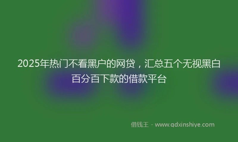 2025年热门不看黑户的网贷，汇总五个无视黑白百分百下款的借款平台