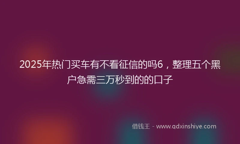 2025年热门买车有不看征信的吗6，整理五个黑户急需三万秒到的的口子