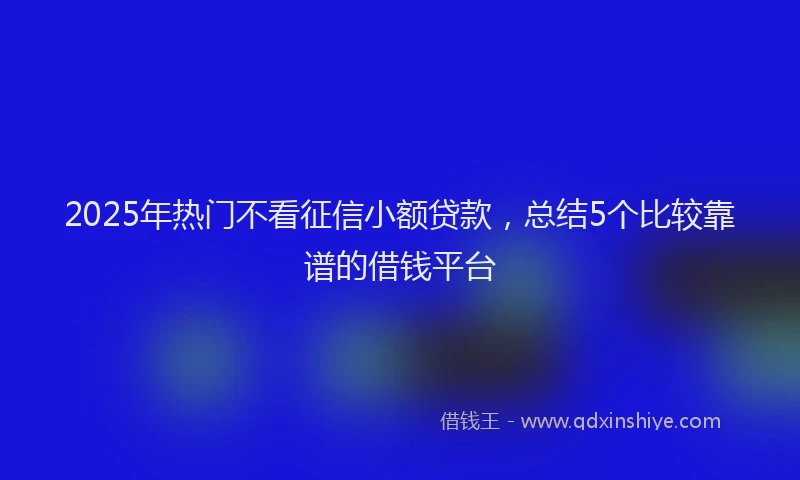 2025年热门不看征信小额贷款，总结5个比较靠谱的借钱平台