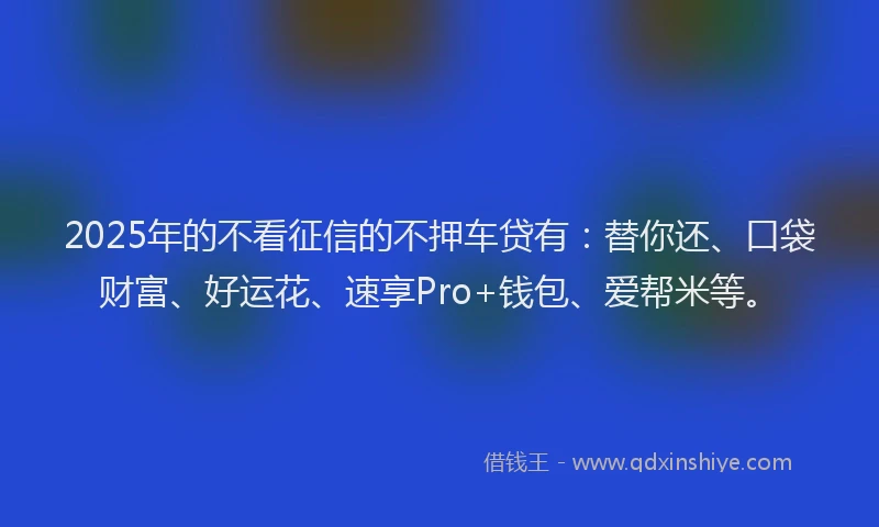 2025年的不看征信的不押车贷有：替你还、口袋财富、好运花、速享Pro+钱包、爱帮米等。