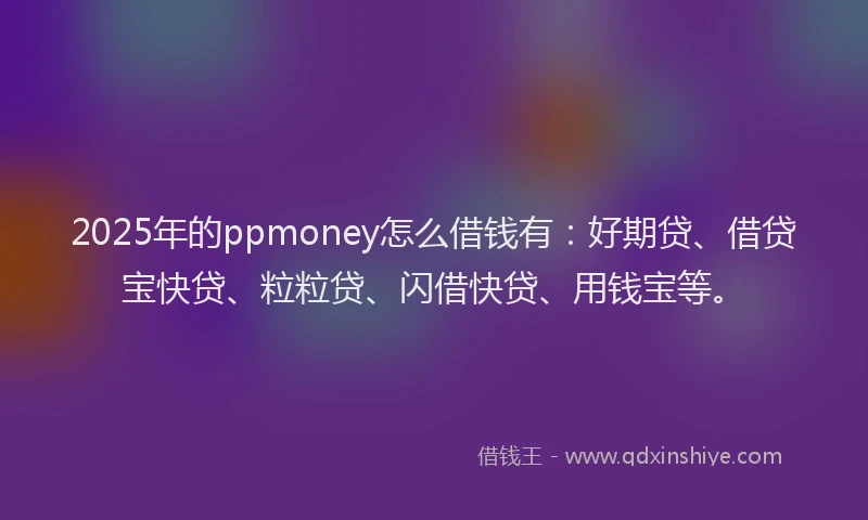 2025年的ppmoney怎么借钱有：好期贷、借贷宝快贷、粒粒贷、闪借快贷、用钱宝等。