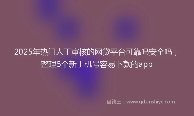 2025年热门人工审核的网贷平台可靠吗安全吗，整理5个新手机号容易下款的app