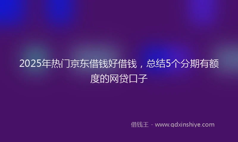 2025年热门京东借钱好借钱，总结5个分期有额度的网贷口子
