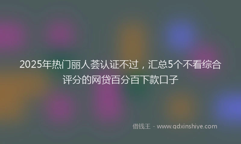 2025年热门丽人荟认证不过，汇总5个不看综合评分的网贷百分百下款口子