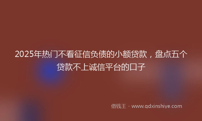 2025年热门不看征信负债的小额贷款，盘点五个贷款不上诚信平台的口子