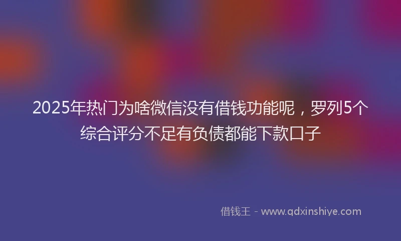 2025年热门为啥微信没有借钱功能呢，罗列5个综合评分不足有负债都能下款口子