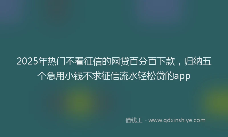 2025年热门不看征信的网贷百分百下款，归纳五个急用小钱不求征信流水轻松贷的app