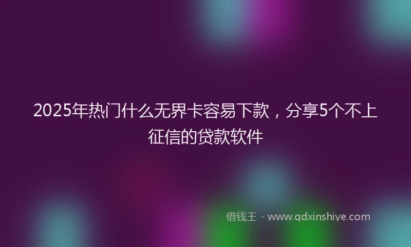 2025年热门什么无界卡容易下款，分享5个不上征信的贷款软件