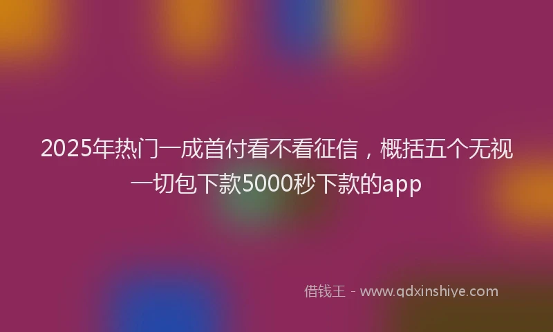 2025年热门一成首付看不看征信，概括五个无视一切包下款5000秒下款的app